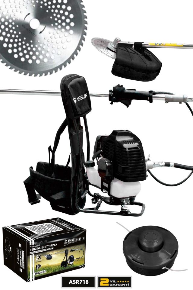 Assur Sırt Tipi Benzinli Motorlu Ot Çalı Çim Biçme Tırpanı
