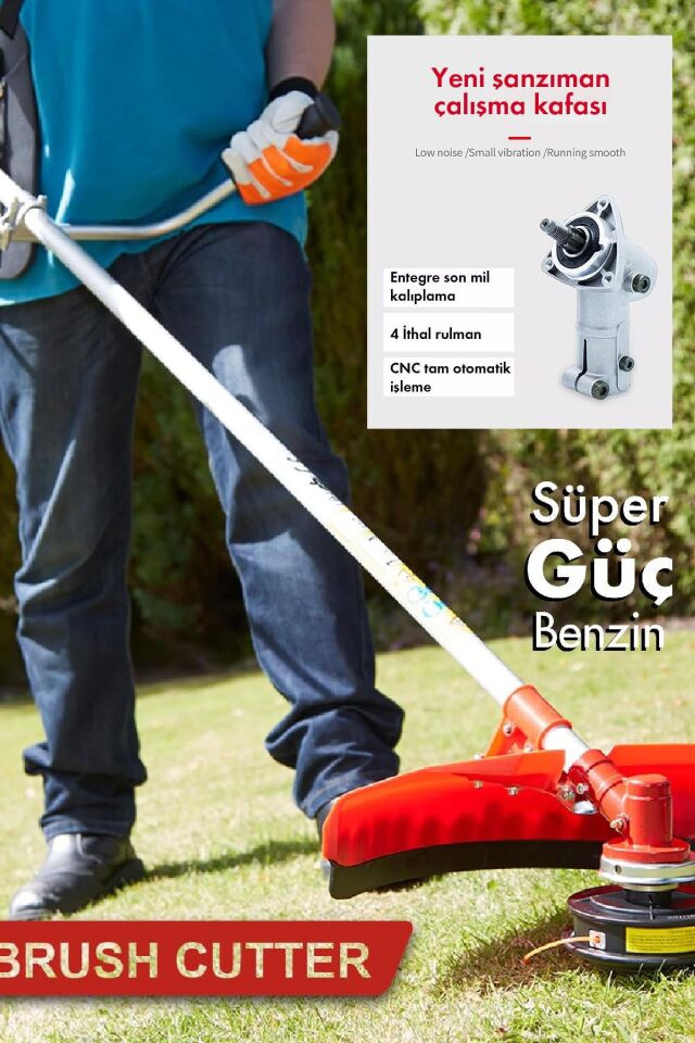 Assur Sırt Tipi Benzinli Motorlu Ot Çalı Çim Biçme Tırpanı Canavar Başlıklı 11000rpm 5.9 Hp