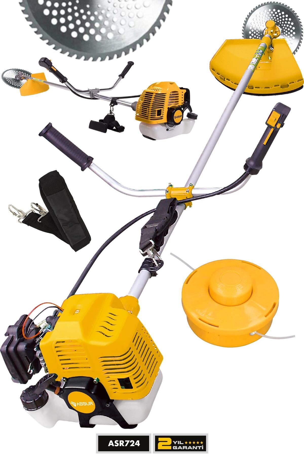 Assur Yan Tipi Benzinli Ot Çalı Çim Biçme Tırpanı