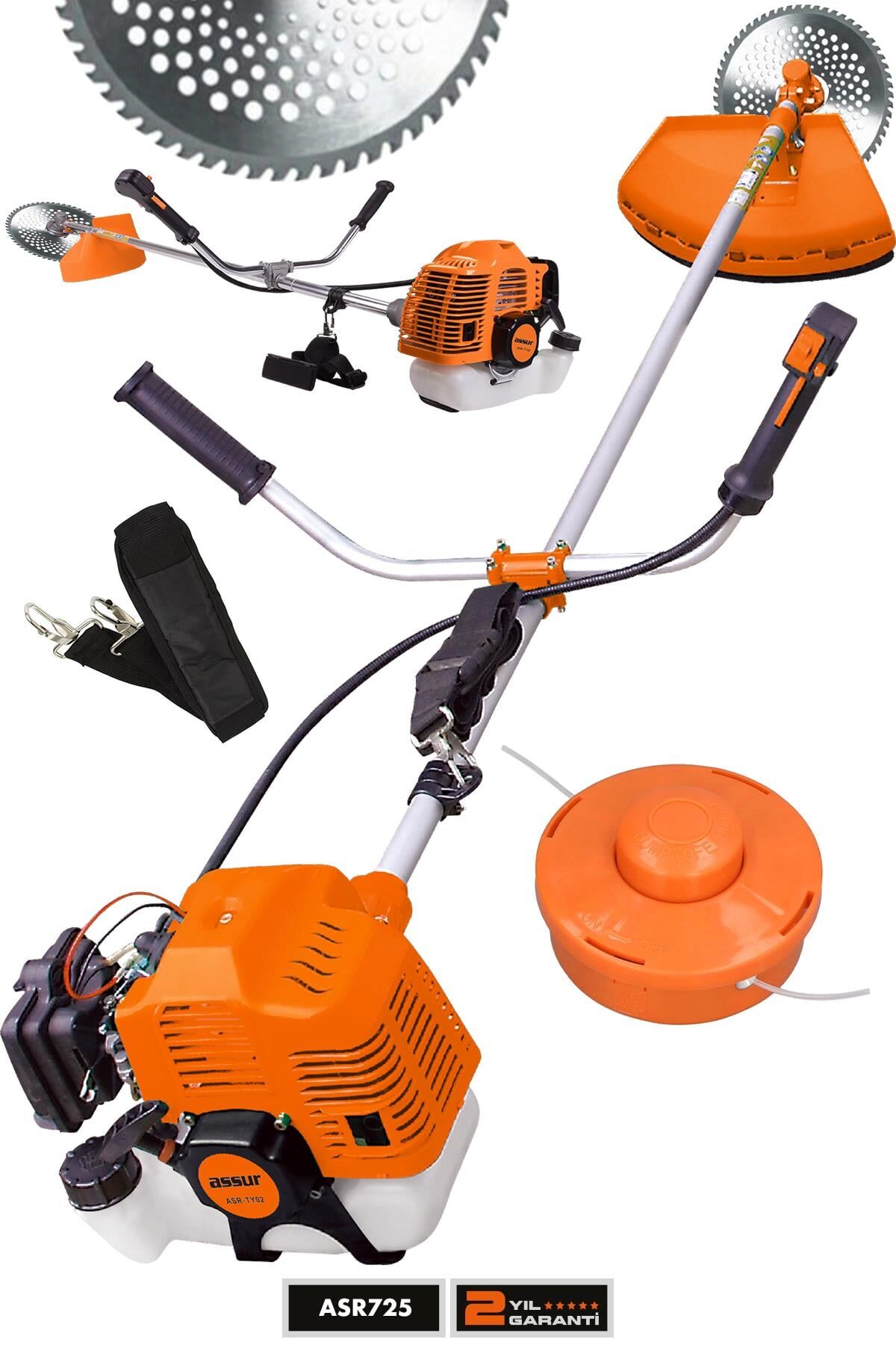 Assur Yan Tipi Benzinli Ot Çalı Çim Biçme Tırpanı