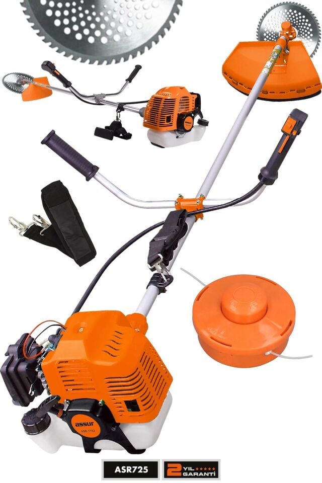 Assur Yan Tipi Benzinli Ot Çalı Çim Biçme Tırpanı