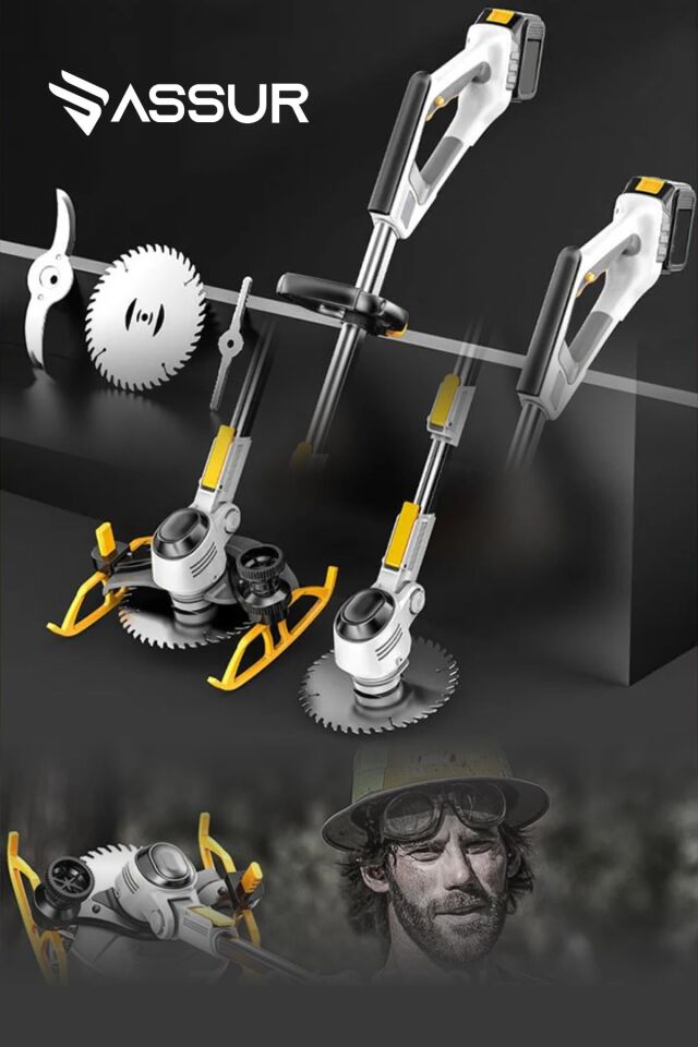 Assur Dijital Ekran Ot Çalı Çim Biçme Şarjlı Tırpan 9000r/min