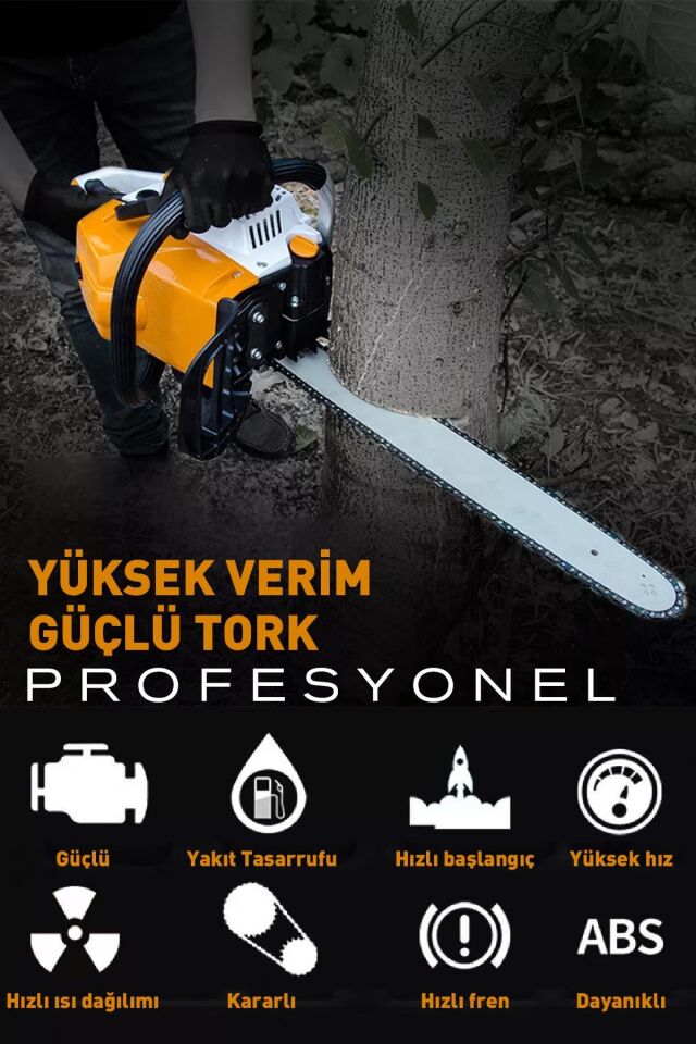 Assur 52 Cc Benzinli Ağaç Odun Dal Kesme 45 Cm Testere