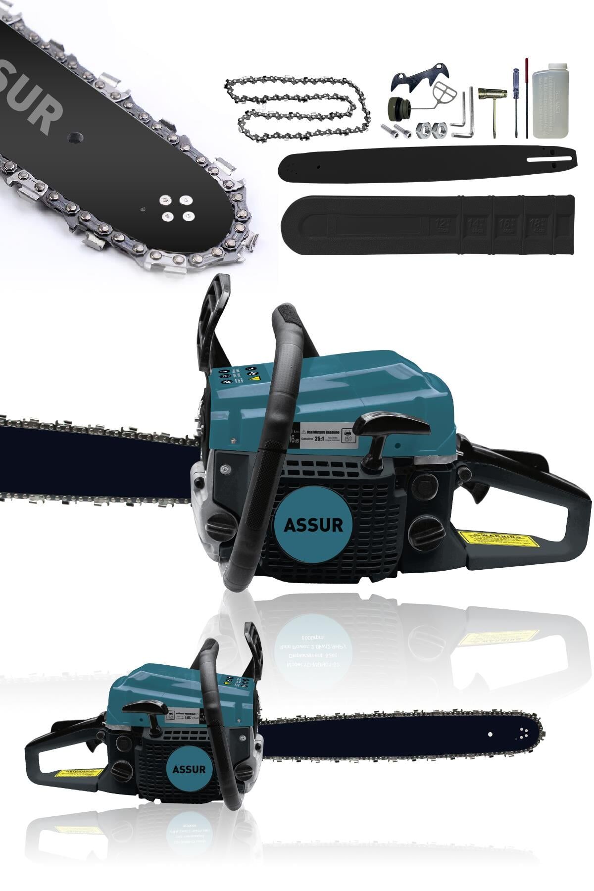 Assur 52 Cc Benzinli Ağaç Odun Dal Kesme 45 Cm Testere