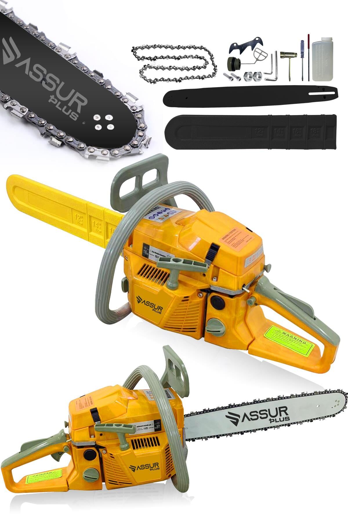 Assur 52 Cc Benzinli Ağaç Odun Dal Kesme 45 Cm Testere