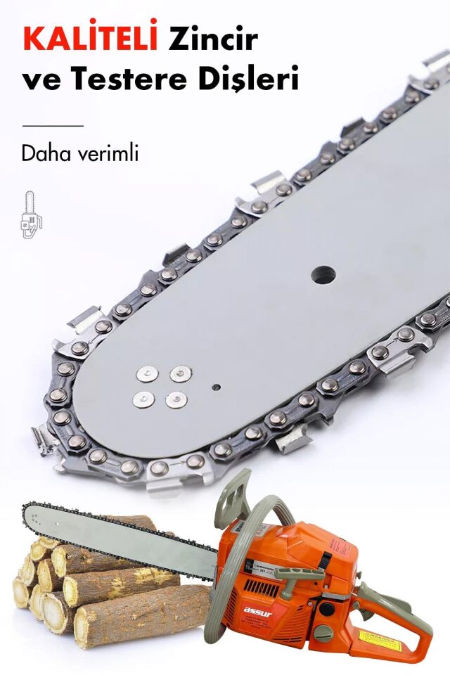 Assur 52 Cc Benzinli Ağaç Odun Dal Kesme 45 Cm Testere