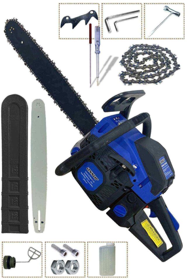 Assur 52 Cc Benzinli Ağaç Odun Dal Kesme 45 Cm Testere