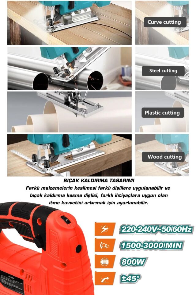 Assur 800 W Devir Ayarlı Dekupaj Testere Makinası