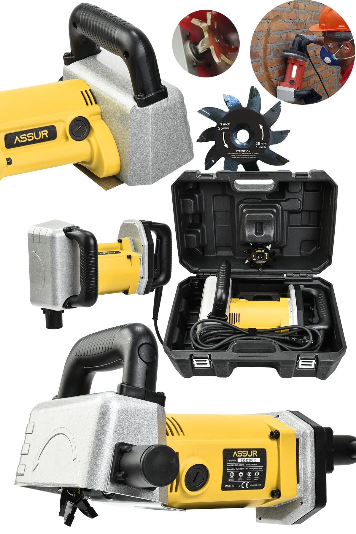 Assur Profesyonel 2000W Duvar Oluk Kanal Açma Makinesi