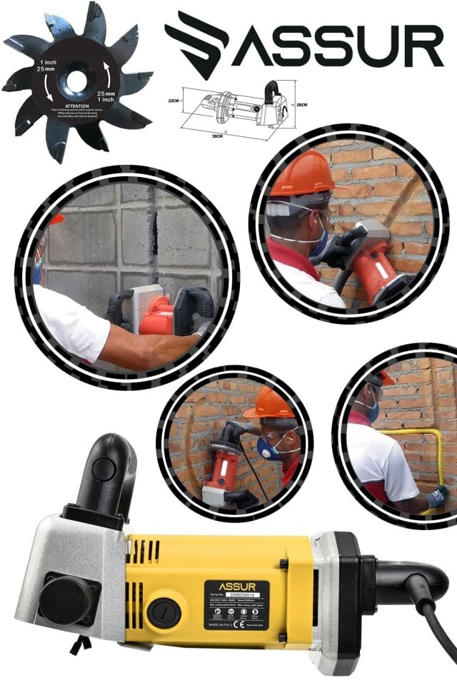 Assur Profesyonel 2000W Duvar Oluk Kanal Açma Makinesi