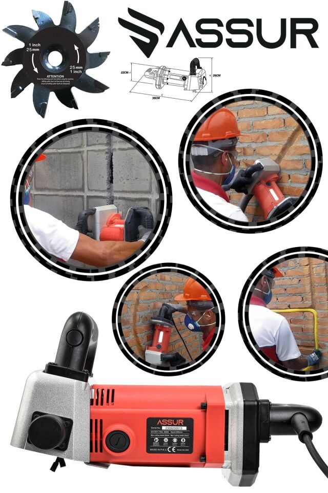 Assur 2000 W Kanal Açma Makinası Ağır Şantiye Seri Kullanım Turbo Motor