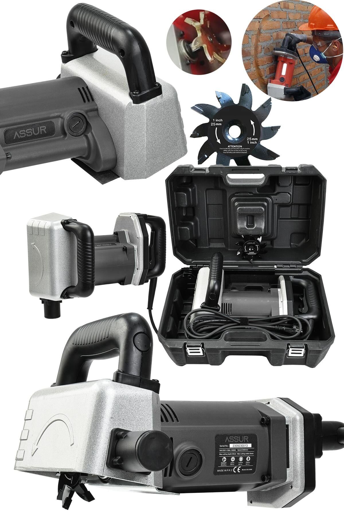 Assur 2000 W Kanal Açma Makinası Ağır Şantiye Seri Kullanım Turbo Motor