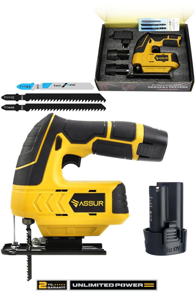 DEWPRO Extra Power 12 Volt Li-ion Şarjlı Dekupaj Testere Sarı