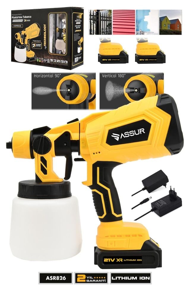 Assur Profesyonel 21V Çift Akülü 300 Mm Vernik Sprey Boya Püskürtme Makinesi