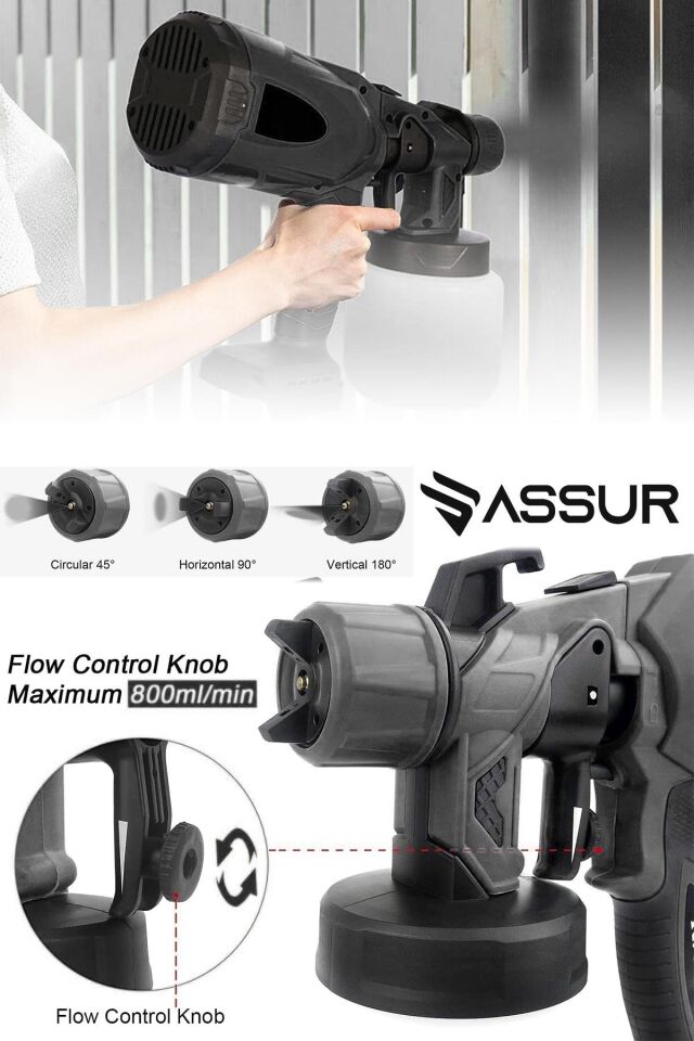 Assur Profesyonel 21V Çift Akülü 300 Mm Vernik Sprey Boya Püskürtme Makinesi
