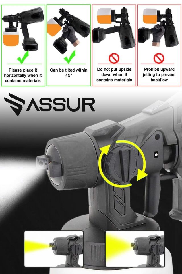Assur Profesyonel 21V Çift Akülü 300 Mm Vernik Sprey Boya Püskürtme Makinesi
