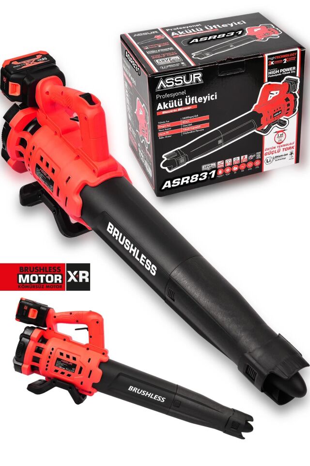 Assur Profesyonel 21 V Çift Akülü Turbo Motor 2800 Rpm Yaprak Hava Üfleme Makinesi