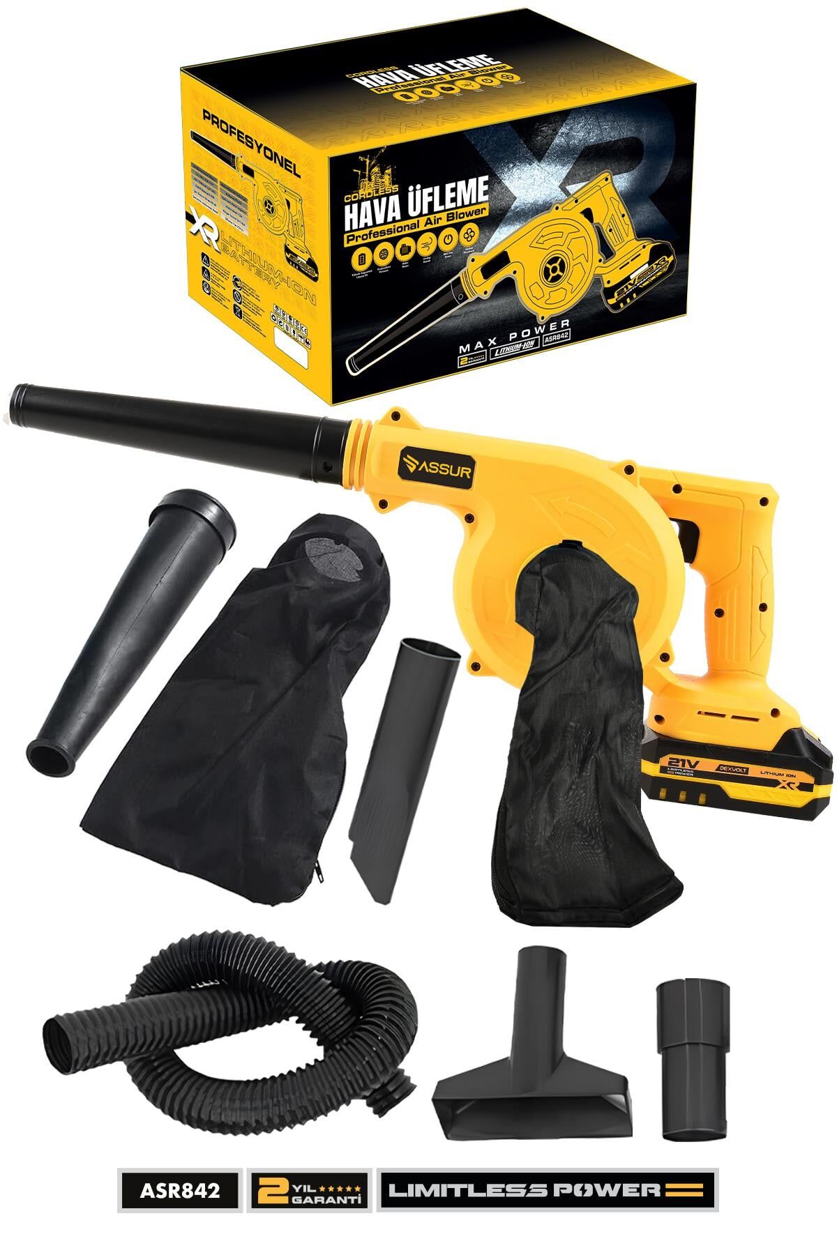 Assur Profesyonel 21v Çift Akülü Kompresör Şarjlı Hava Üfleme Makinesi