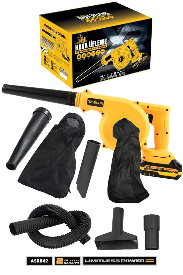 Assur Profesyonel 21v Çift Akülü Kompresör Şarjlı Hava Üfleme Makinesi