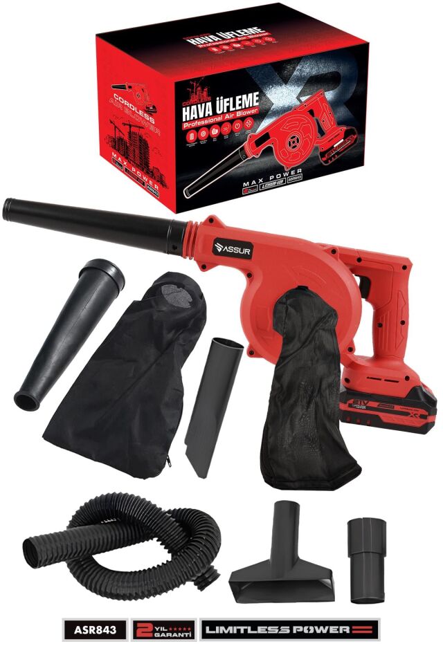 Assur Profesyonel 21v Çift Akülü Kompresör Şarjlı Hava Üfleme Makinesi