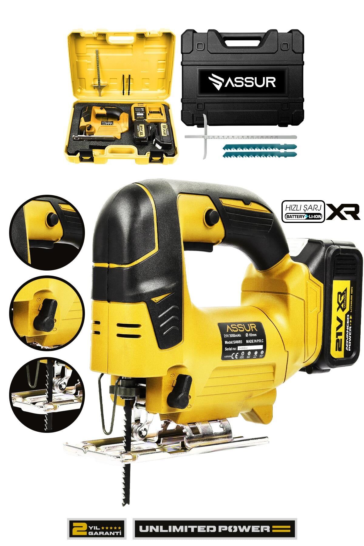 Assur Profesyonel 21V Çift Akülü Metal Şanzıman Dekupaj Testere Makinesi