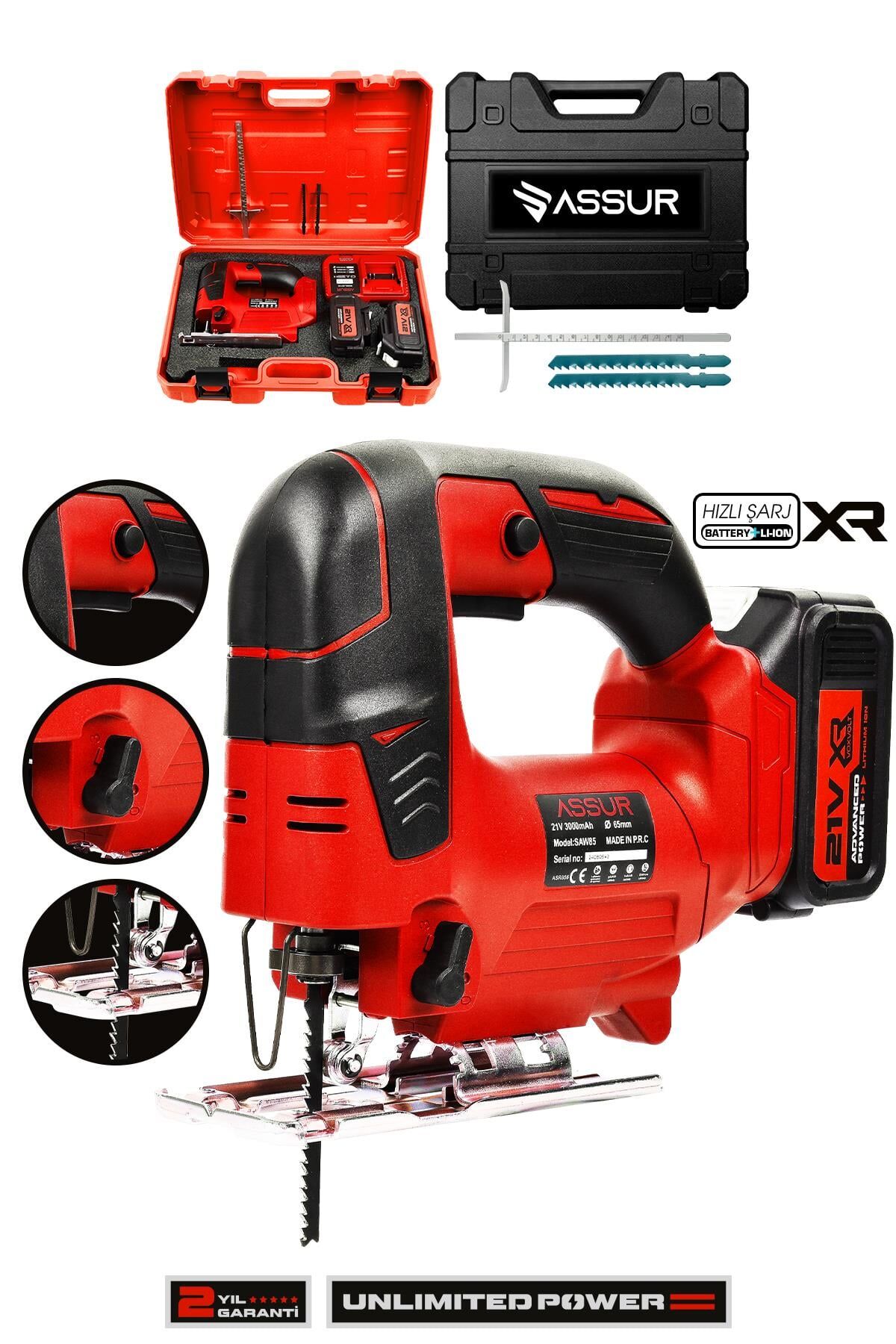Assur Profesyonel 21V Çift Akülü Metal Şanzıman Dekupaj Testere Makinesi