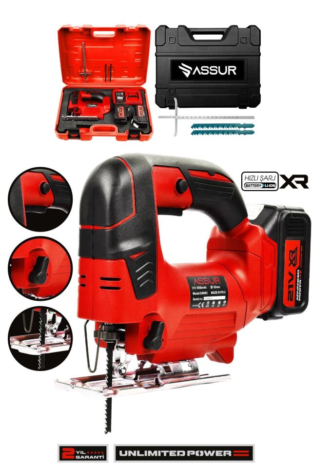 Assur Profesyonel 21V Çift Akülü Metal Şanzıman Dekupaj Testere Makinesi