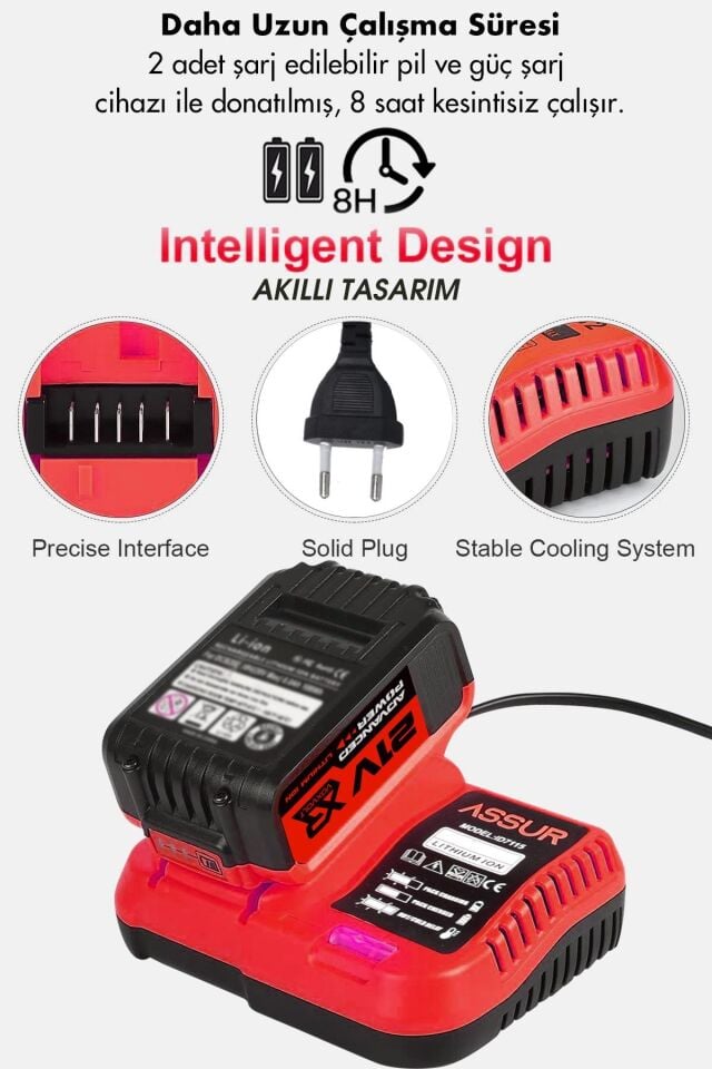 Assur Profesyonel 21V Çift Akülü Metal Şanzıman Dekupaj Testere Makinesi