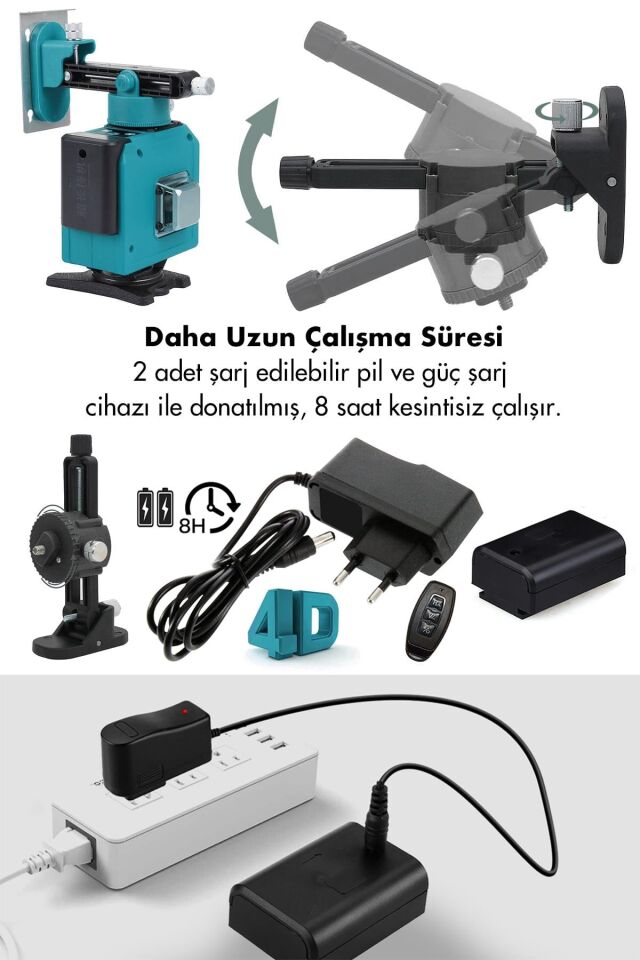 Assur 360° 12 Köşe Otomatik Hizalamalı Yeşil Çizgili Su Terazili Lazer Metre Hizalama