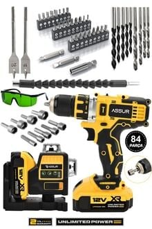 Assur 360° 12 Köşe Otomatik Hizalamalı Yeşil Çizgili Su Terazili Lazer Metre Hizalama