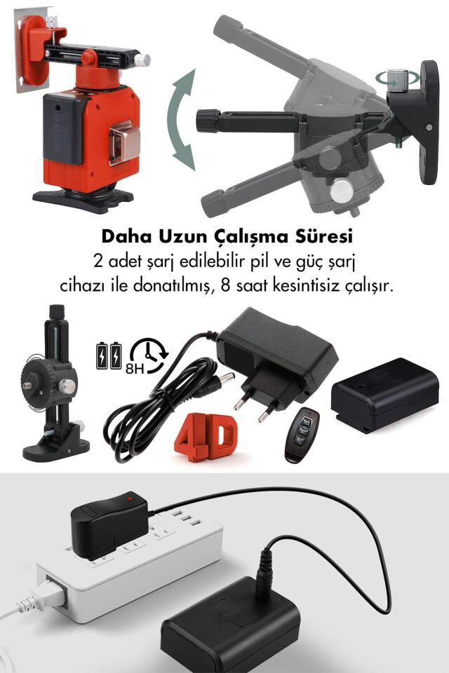 Assur Profesyonel 360° 12 Köşe Otomatik Hizalamalı Yeşil Çizgili Su Terazili Lazer Metre Hizalama