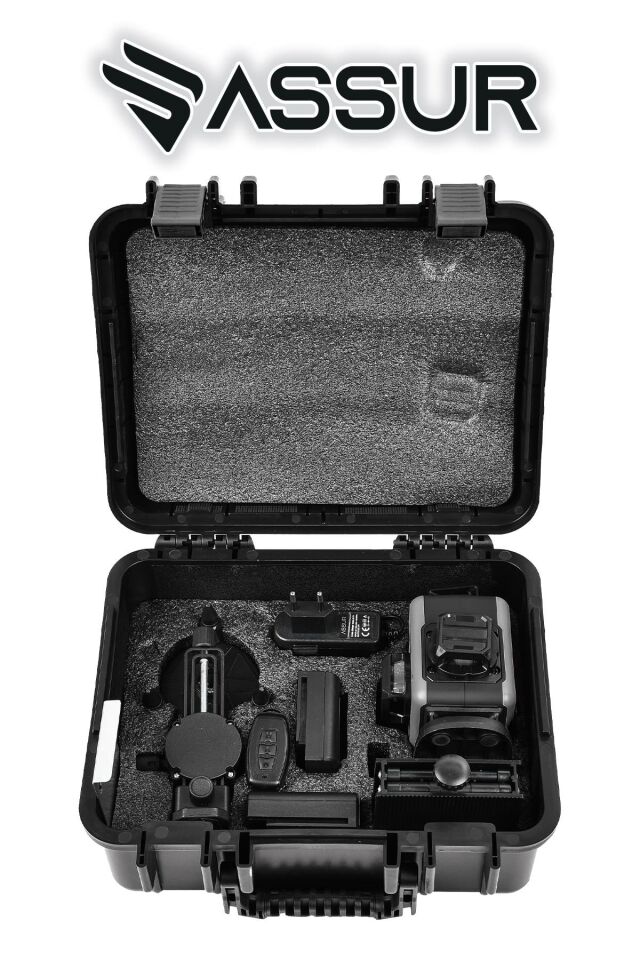 Assur Profesyonel 360° Lazer Hizalama 16 Köşe Otomatik Hizalama Yeşil Çizgili Lazer Metre Hizalama