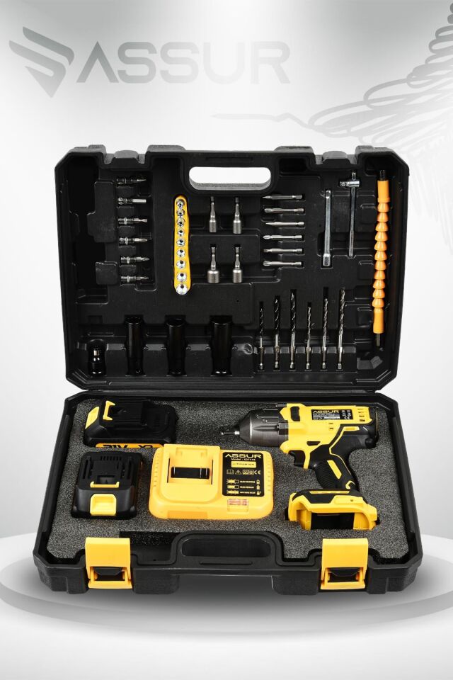 Assur 21V Çift Akülü Şarjlı Matkap 800Nm Torklu Somun Sıkma Sökme