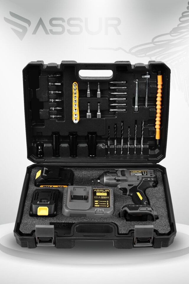 Assur 21V Çift Akülü Şarjlı Matkap 800Nm Torklu Somun Sıkma Sökme