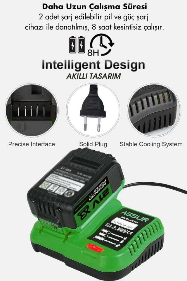 Assur 21V Çift Akülü Şarjlı Matkap 800Nm Torklu Somun Sıkma Sökme