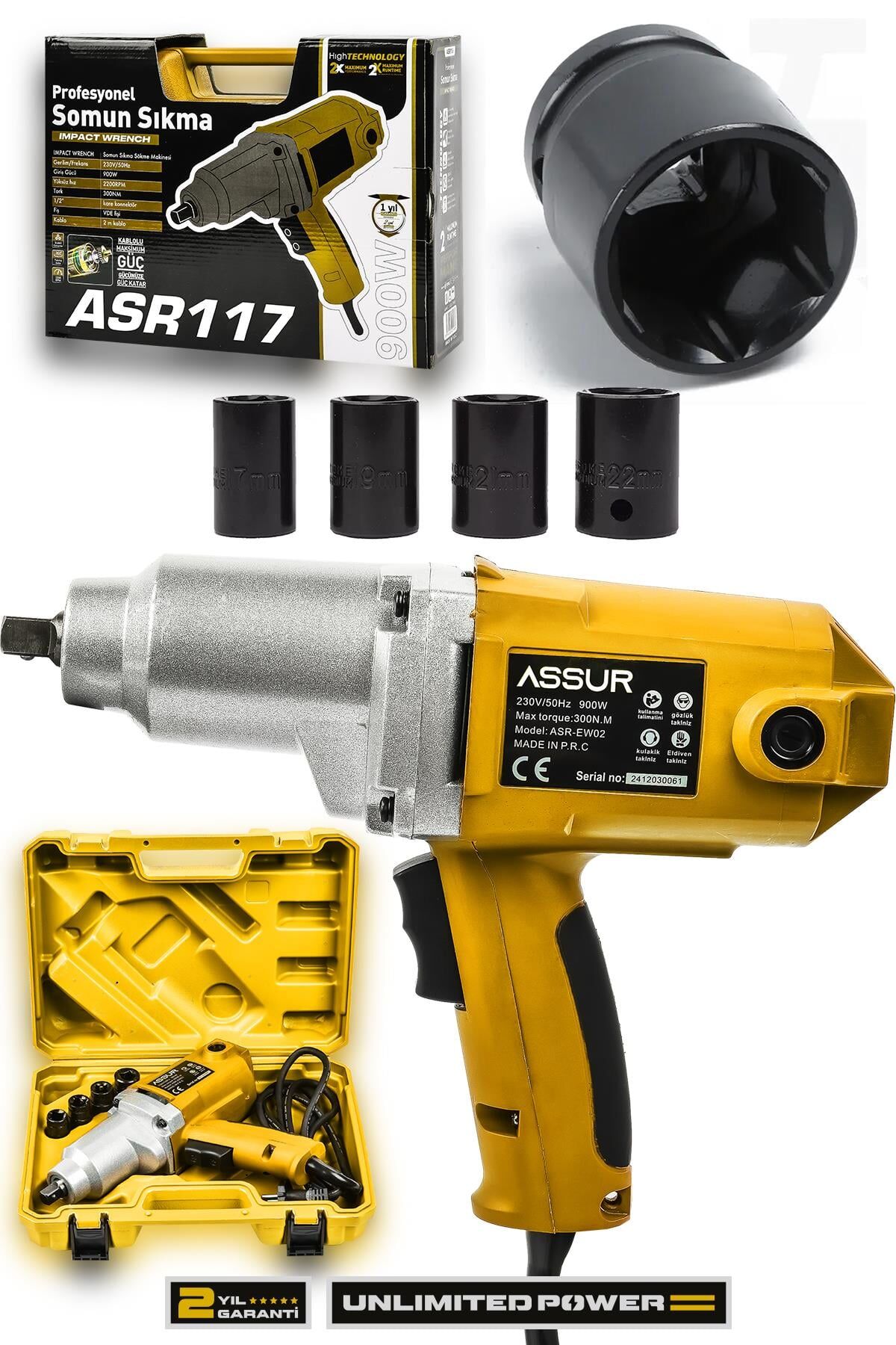 Assur Elektrikli 900W 300Nm Somun Sıkma Sökme Makinesi