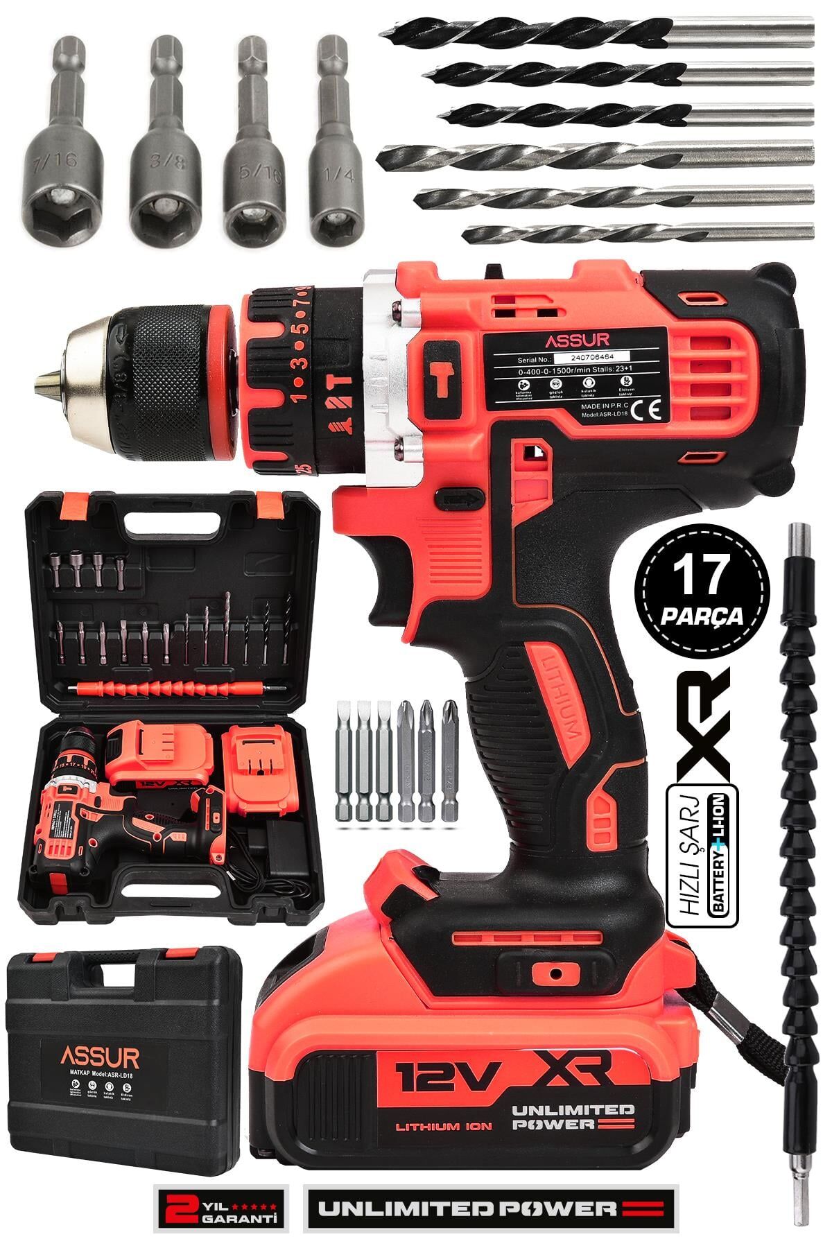 Assur 12V Çift Akülü Vidalama Darbeli Şarjlı Matkap