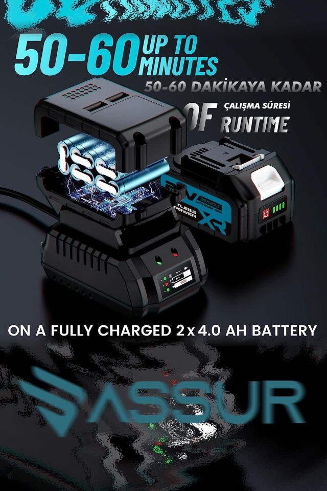 Assur 21V Çelik Şanzıman Çift Akülü Darbeli Şarjlı Matkap Akülü Vidalama