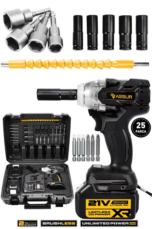 Assur 21V Çift Akü Kömürsüz Darbeli Matkap Somun Sökme Sıkma