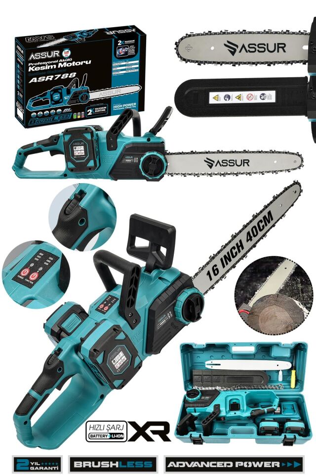 Assur 21V Çift Batarya Dal Budama Makinesi Şarjlı Testere Kesim Motoru
