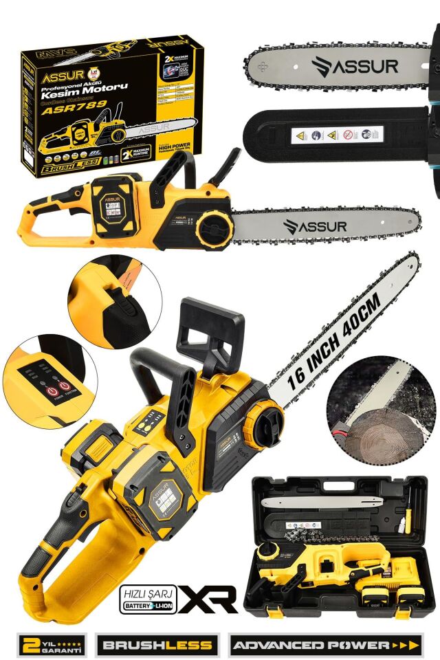 Assur 21V Çift Batarya Dal Budama Makinesi Şarjlı Testere Kesim Motoru