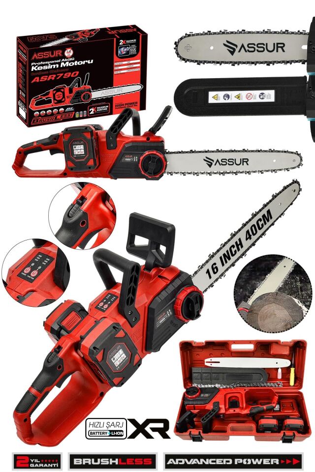 Assur 21V Çift Batarya Dal Budama Makinesi Şarjlı Testere Kesim Motoru