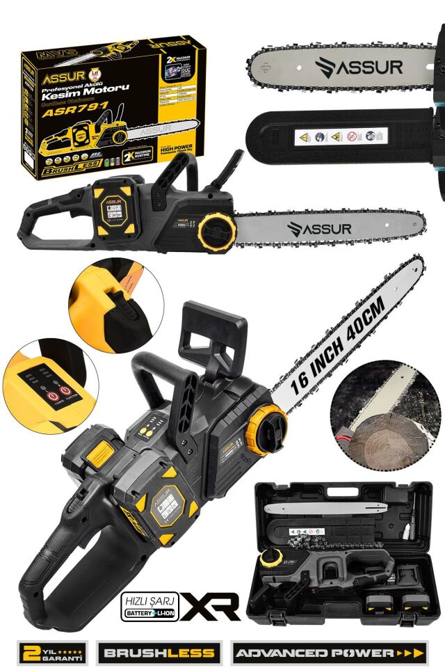 Assur 21V Çift Batarya Dal Budama Makinesi Şarjlı Testere Kesim Motoru