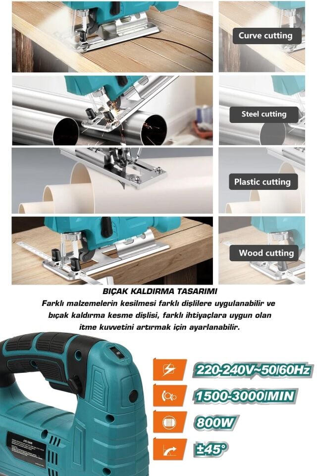 Assur 800 W Devir Ayarlı Dekupaj Testere Makinası