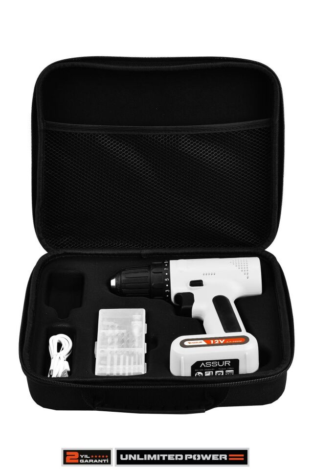 Assur 12V Type-C USB Şarjlı Akülü Vidalama Dahili Batarya Matkap