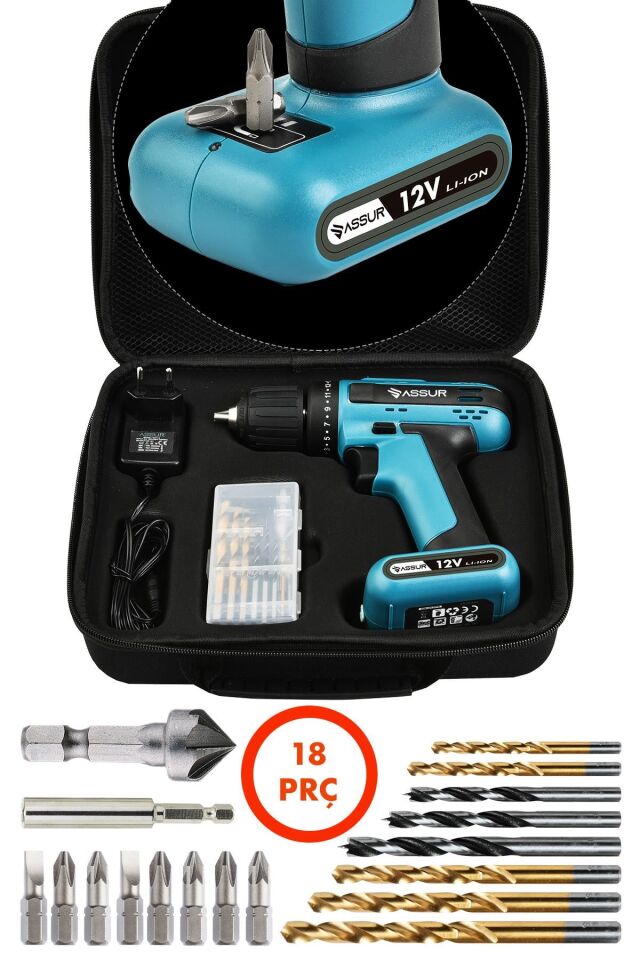 Assur 12V Dahili Batarya Akülü Vidalama Şarjlı Matkap