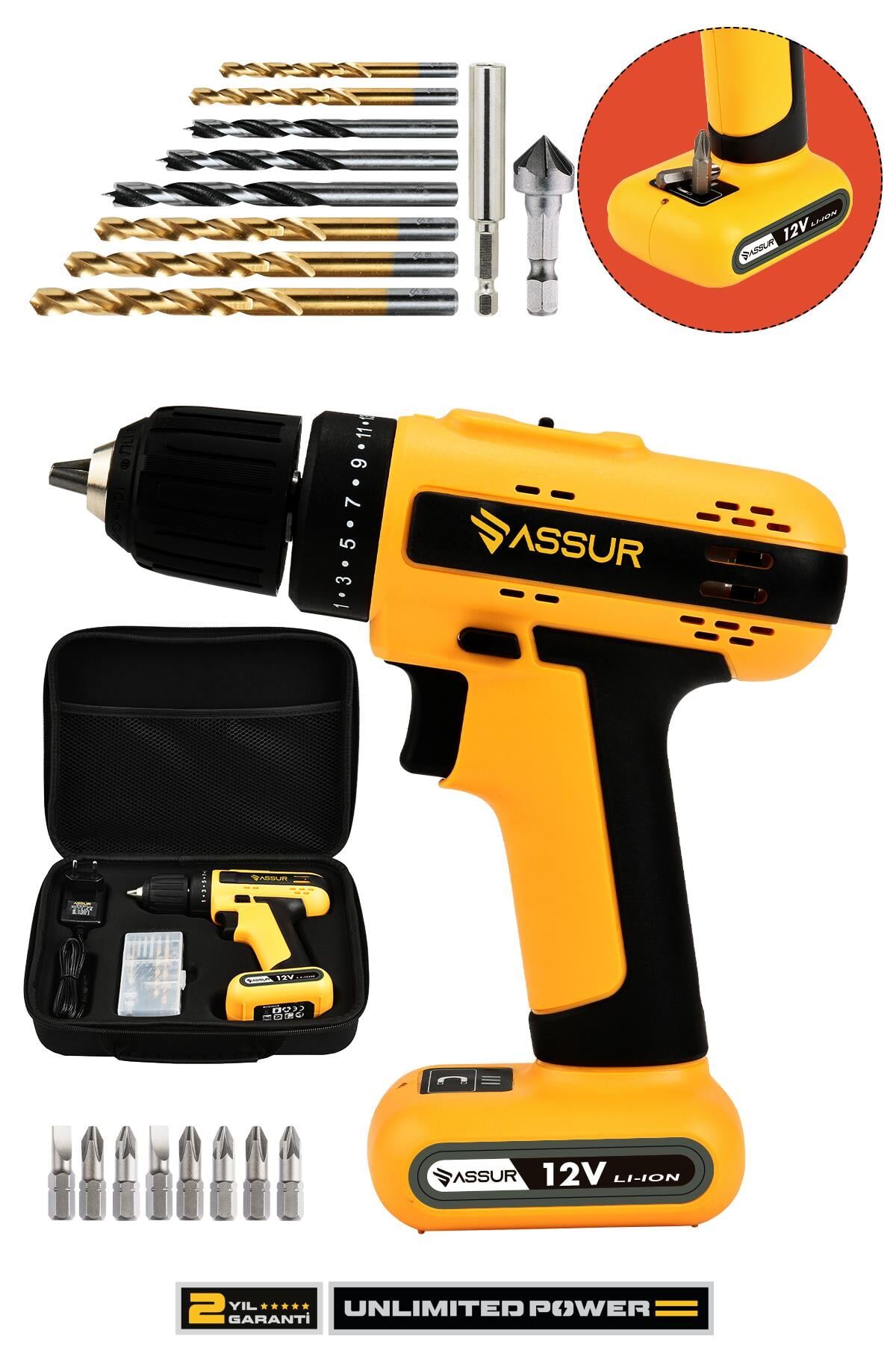Assur 12V Dahili Batarya Şarjlı Matkap Akülü Vidalama