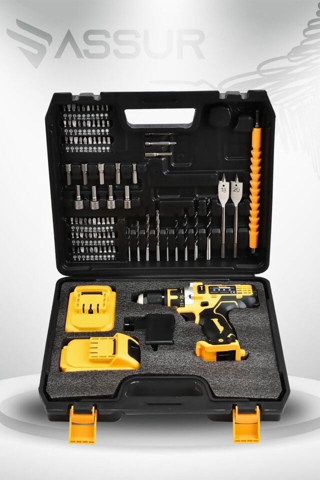 Assur 12V Çift Akülü Vidalama Metal Şanzıman Şarjlı Matkap