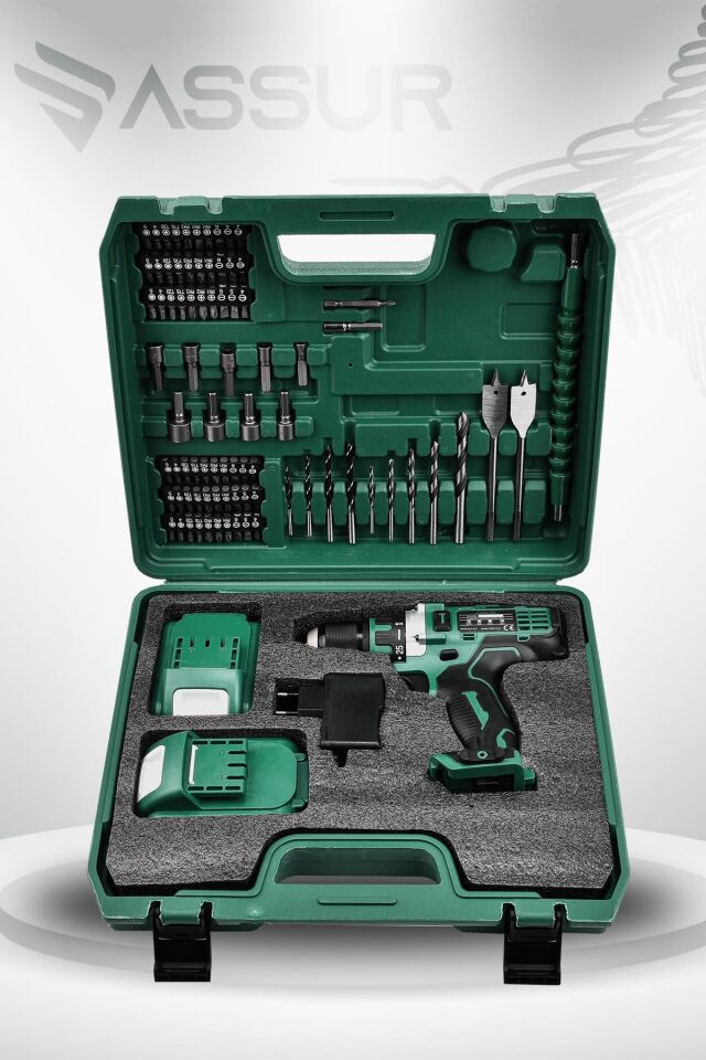 Assur 12V Çift Akülü Şarjlı Matkap Metal Şanzıman Akülü Vidalama