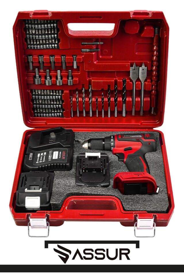 Assur 21V Çift Akülü Şarjlı Matkap Kömürsüz Motor Akülü Vidalama